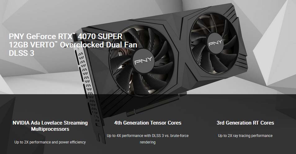 PNY GeForce RTX 4070 SUPER 12Gb VERTO OC | VCG4070S12DFXPB1