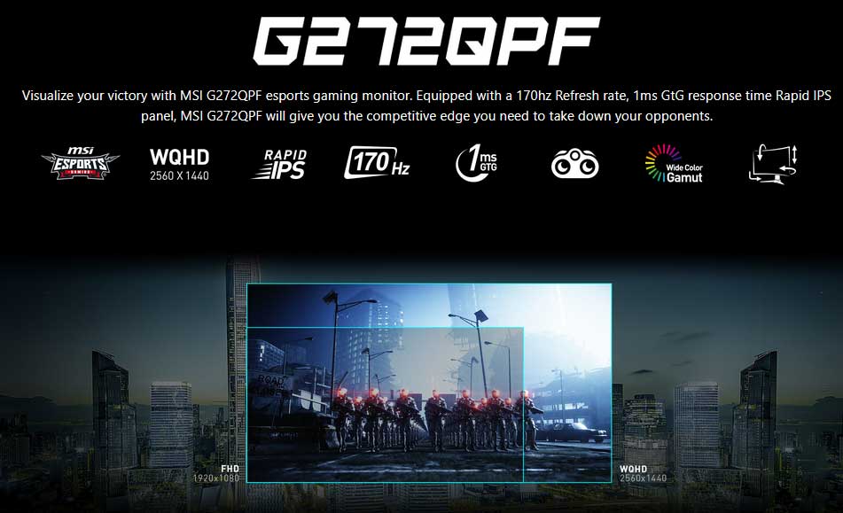 MSI G272QPF 170Hz IPS Gaming Moniteur | MYO-G272QPF-2024