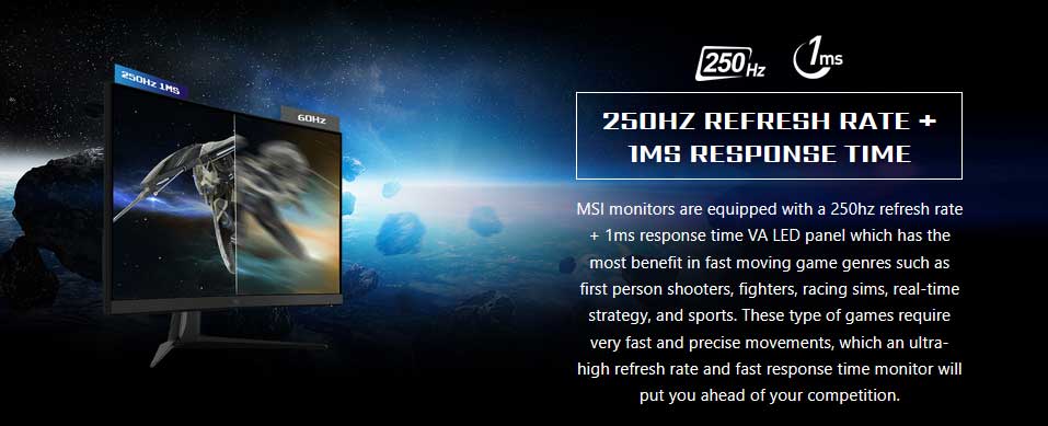 MSI G27C4X 250Hz Gaming Moniteur |  9S6-3CA91T-091