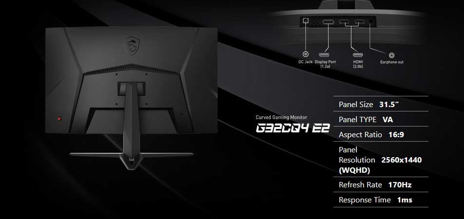 MSI G32CQ4 E2 170Hz Gaming Moniteur | 9S6-3DB51T-021