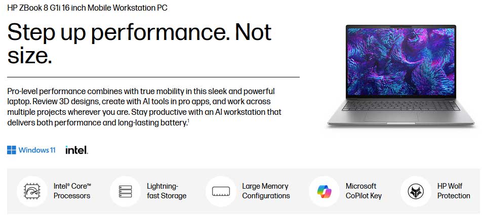 HP ZBook 8 G1i 16 Workstation Wolf Pro Security | P-C01CLUA