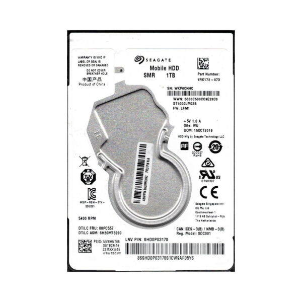 Seagate 1TB 5.4K RPM SATA 7mm 2.5" Disque dur (1RK172-073)