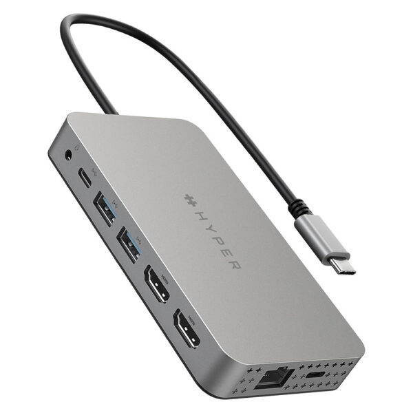 Adaptateur Hub USB-C HyperDrive Dual 4K HDMI 10-en-1 Original pour MacBooks M1/M2 - Argent
