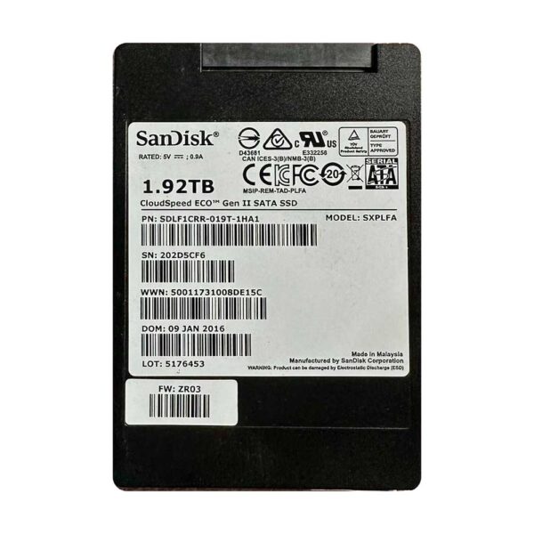 SanDisk 1.92TB CloudSpeed Eco Gen. II SATA SSD (SDLF1CRR-019T-1H23)