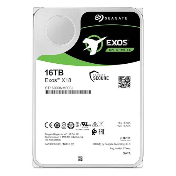 Seagate Exos X18 16TB Enterprise SATA 6Gb/s, 7200 RPM | ST16000NM000J