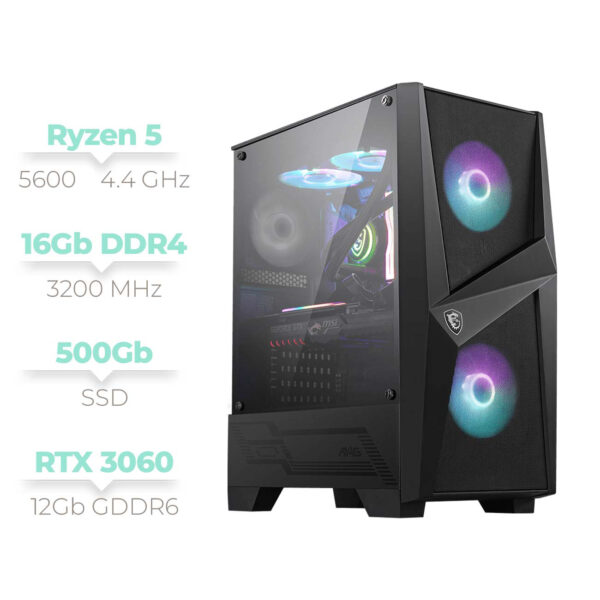 MSI MAG FORGE 100R Ryzen 5, RTX 3060 | R5-16G-RTX3060-A650BN