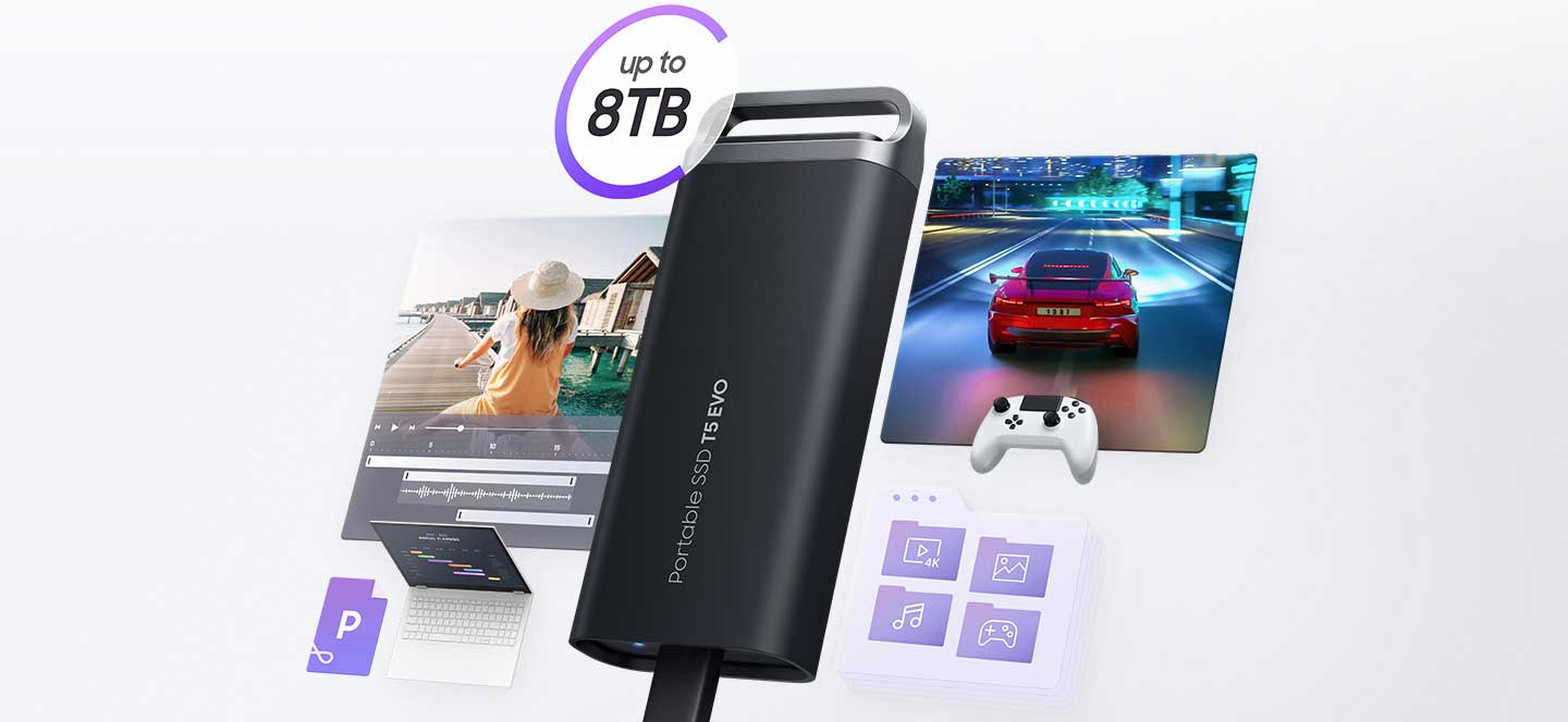 Samsung SSD T5 EVO USB 3.2 8TB Disque Dur | MU-PH8T0S/AM