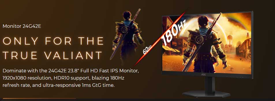 AOC 24G42E 23.8 FHD Fast IPS 180Hz Gaming Moniteur 4038986642583
